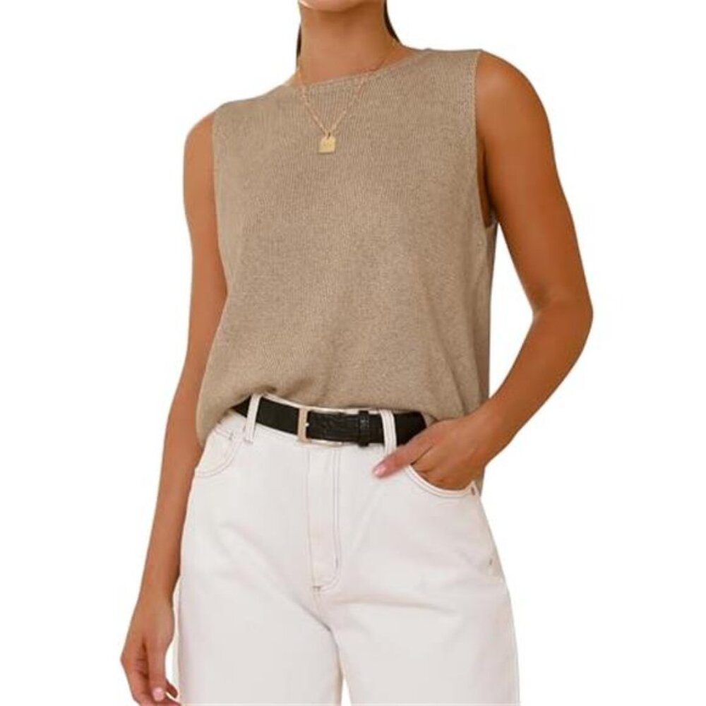 Sleeveless Sweater Tops for Women 2026 Crew Neck Lightweight Casual Loose Tank - Picture 1 of 6